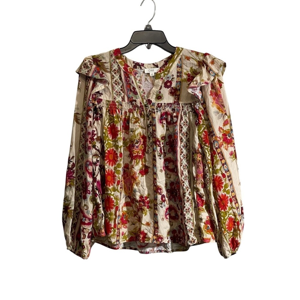 Oddi Blouse Small Floral Garden Party Peasant Vibrant Ruffle Boho Cottagecore